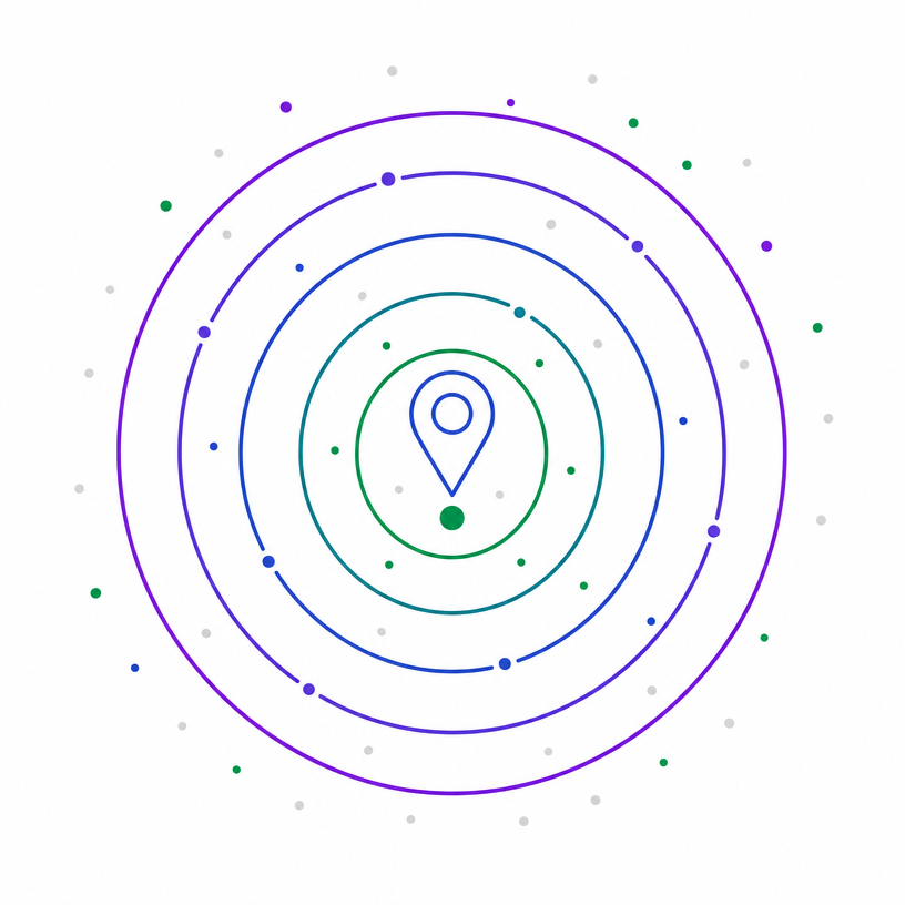 Concentric target with a location pin marking the ideal customer profile